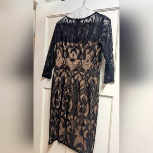 Adrianna Papell Black and Nude Lace Dress